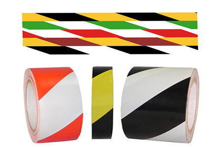 Bertech Safety Warning Floor Tape - Black & Yellow Stripes 1" X 54' Vinyl Industrial Tape