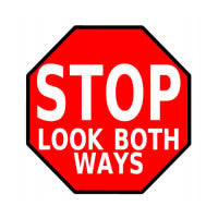 Mighty Line Stop Floor Sign-STOP LOOK BOTH WAYS