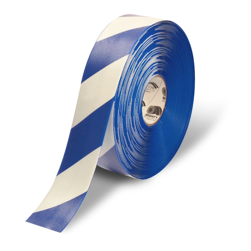 White W/ Blue Diagonal Hatch Marks