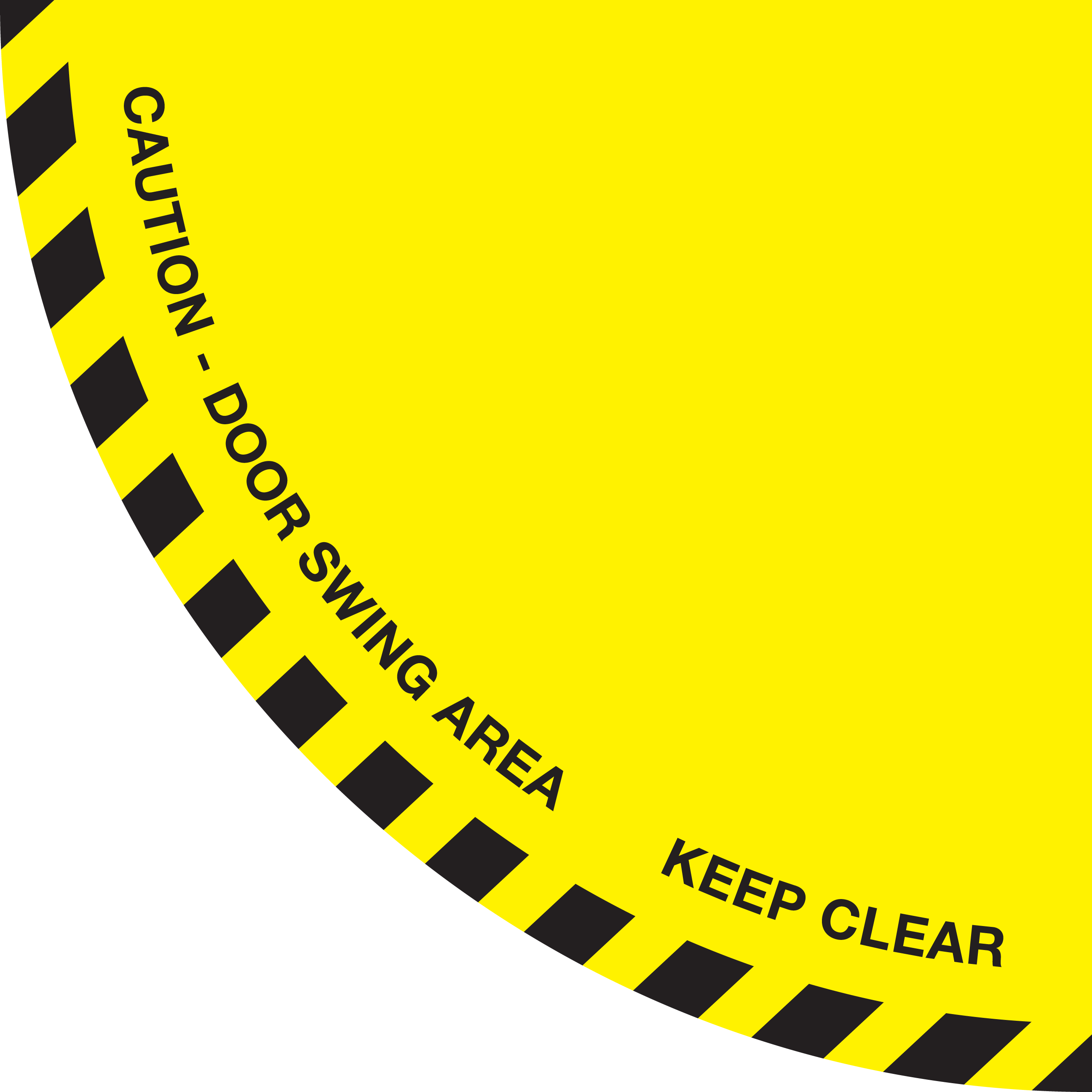 Mighty Line Caution Door Swing Area Keep Clear Floor Sign