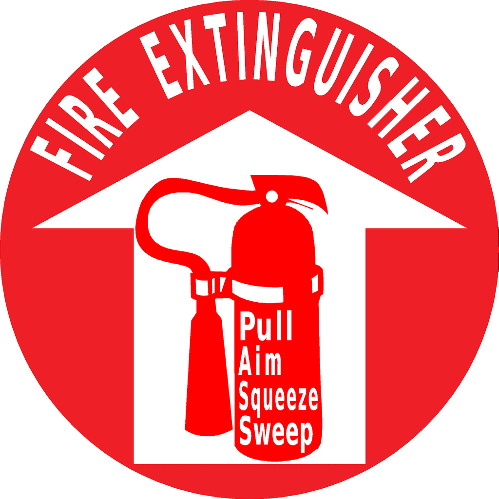 Mighty Line Fire Extinguisher Pull Aim Squeeze Sweep Floor Sign