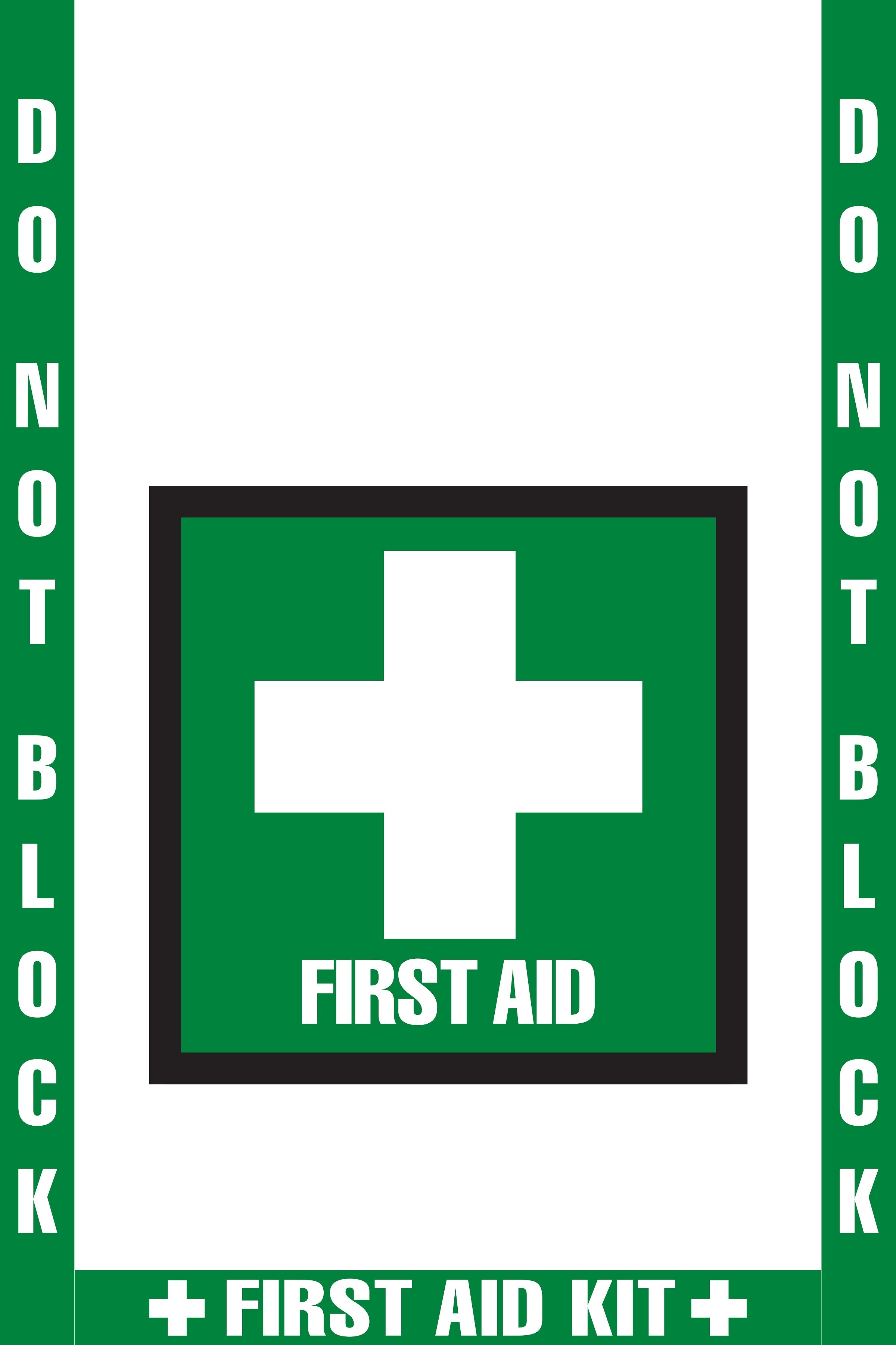 Mighty Line Do Not Block First Aid OSHA Compliance Floor Sign Kit