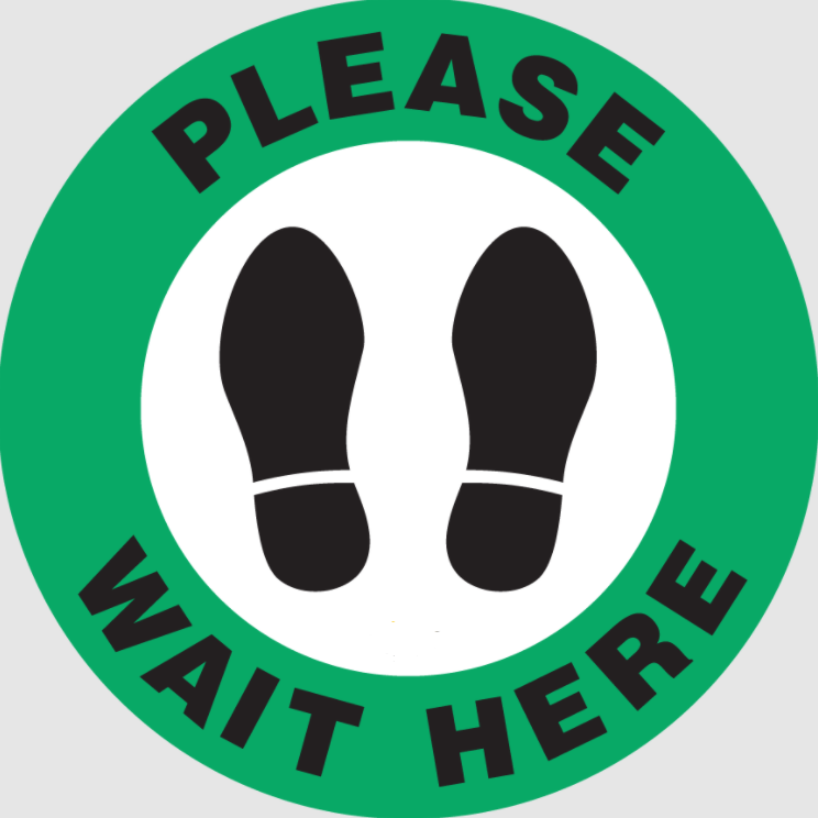 Mighty Line Please Wait Here Social Distancing Floor Sign green