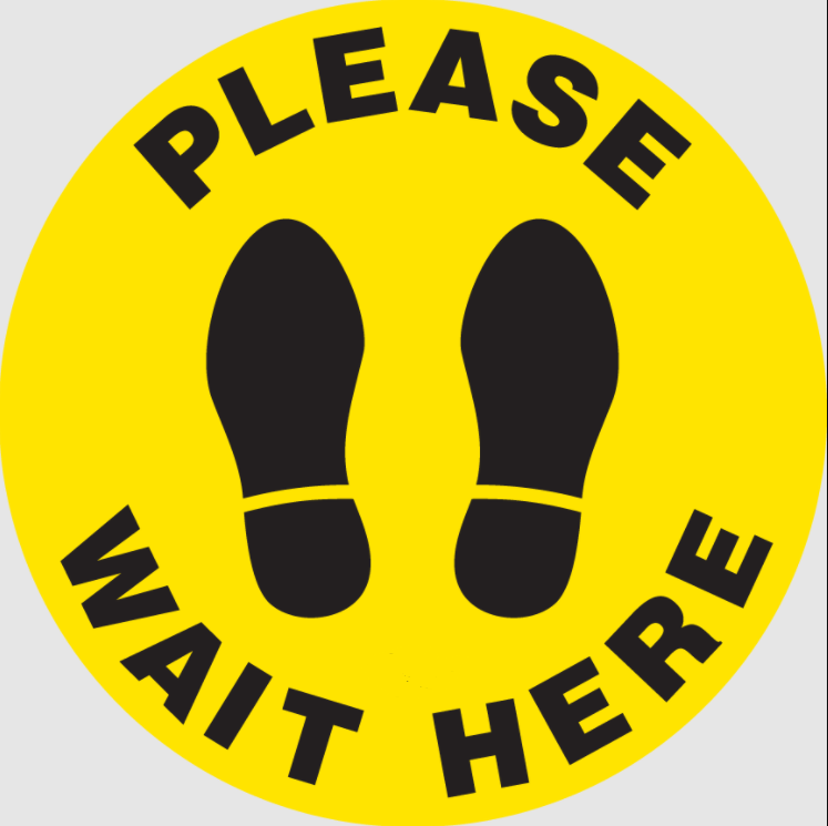 Mighty Line Please Wait Here Social Distancing Floor Sign yellow