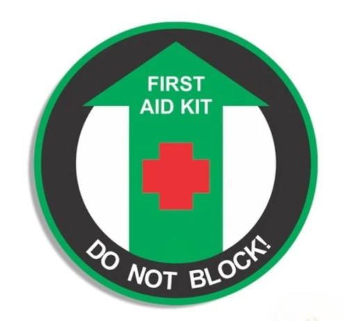 Mighty Line First Aid Kit Do Not Block Floor Sign